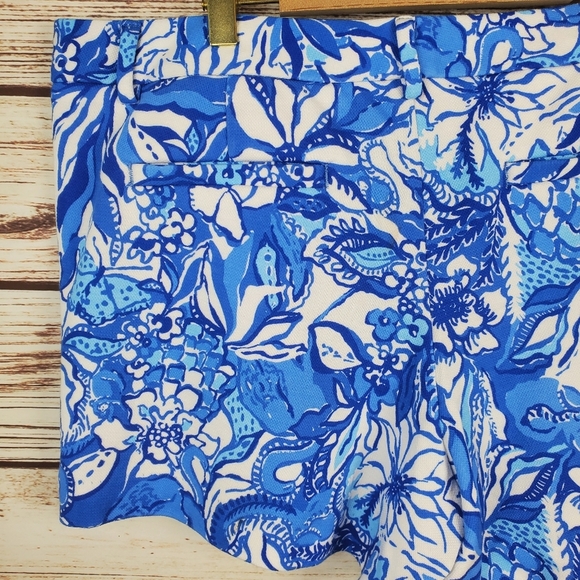 Lilly Pulitzer Womens Sz 12 Callahan Knit Blue Tang Flocking Fabulous 5" Shorts - Picture 7 of 11